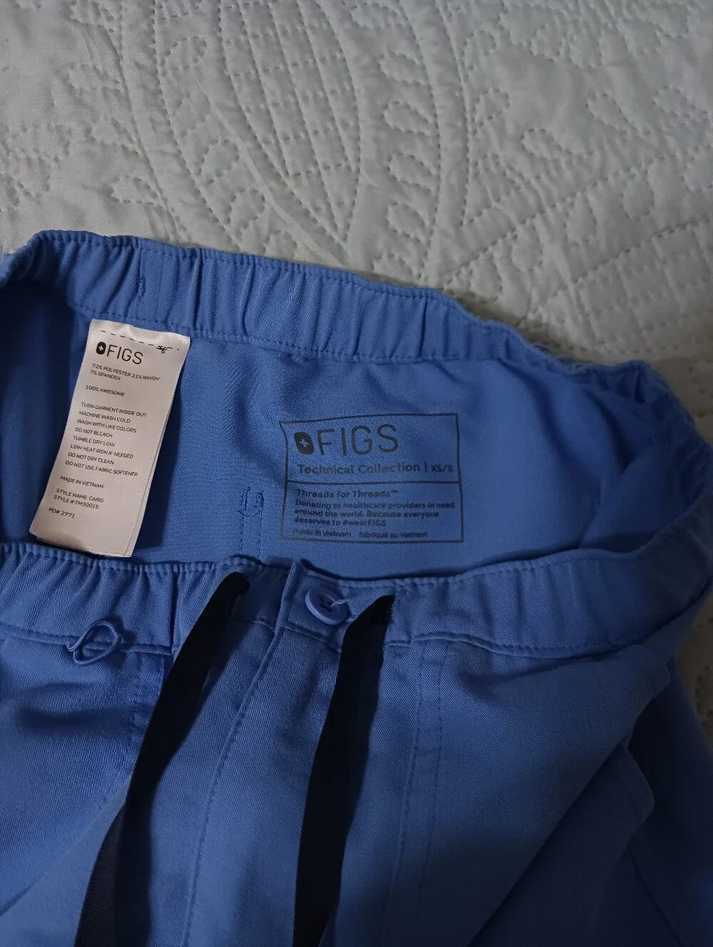 Figs *XS Short* unisex ceil blue technical collection straight leg scrubs pants